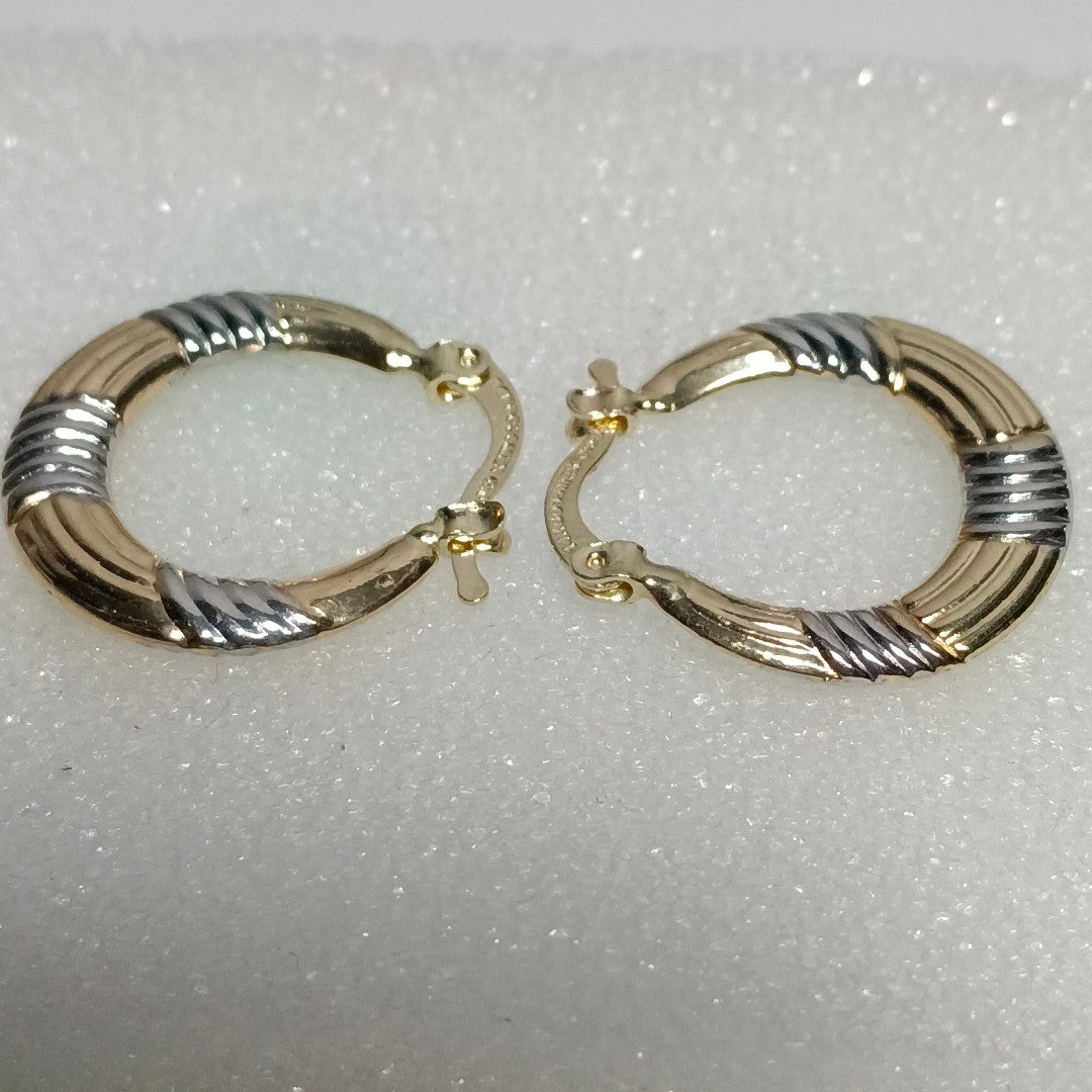 ARETES TEJIDO ARRACADAS COMBINADAS HUECAS 14K 2 GR (NUEVO)