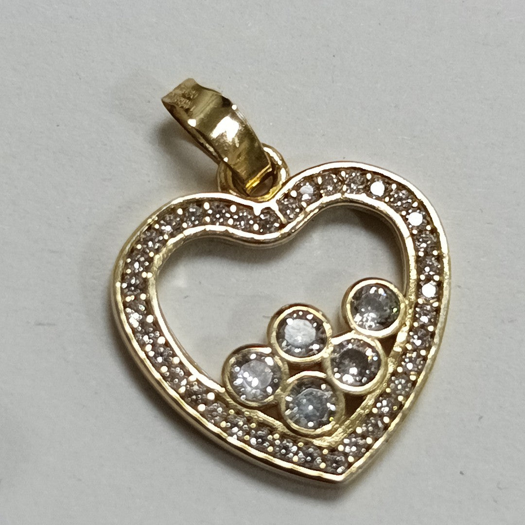 DIJE CORAZON CON CIRCONIAS 14K 1.7 GR (NUEVO)