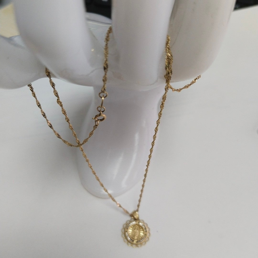 CADENA, MEDALLA RELIGIOSA ORO 10 K 1.6 GRMS (SEMINUEVO)