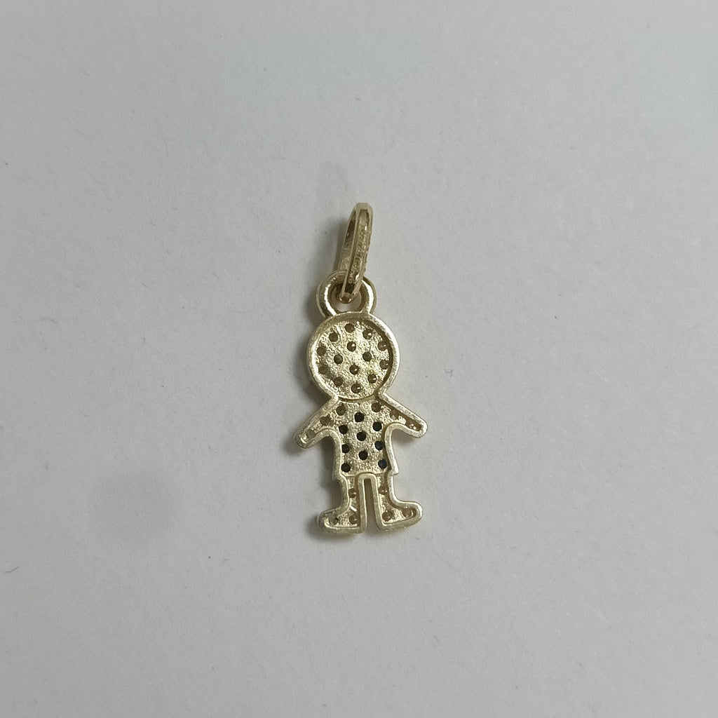 DIJE NIÑO CON CIRCONIAS Y PIEDRAS DE COLOR 10K 0.8 GR (NUEVO)