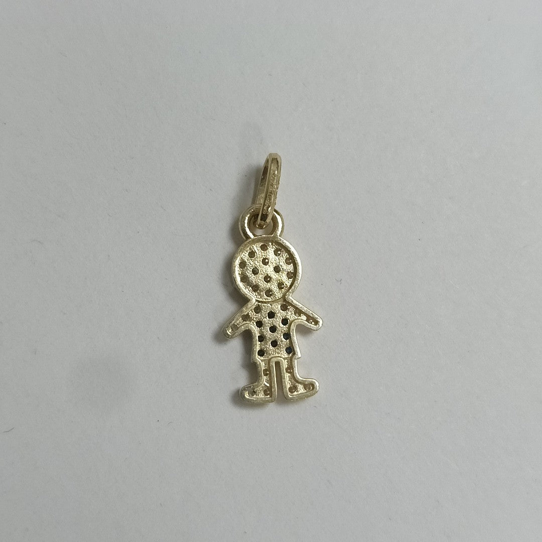 DIJE NIÑO CON CIRCONIAS Y PIEDRAS DE COLOR 10K 0.8 GR (NUEVO)