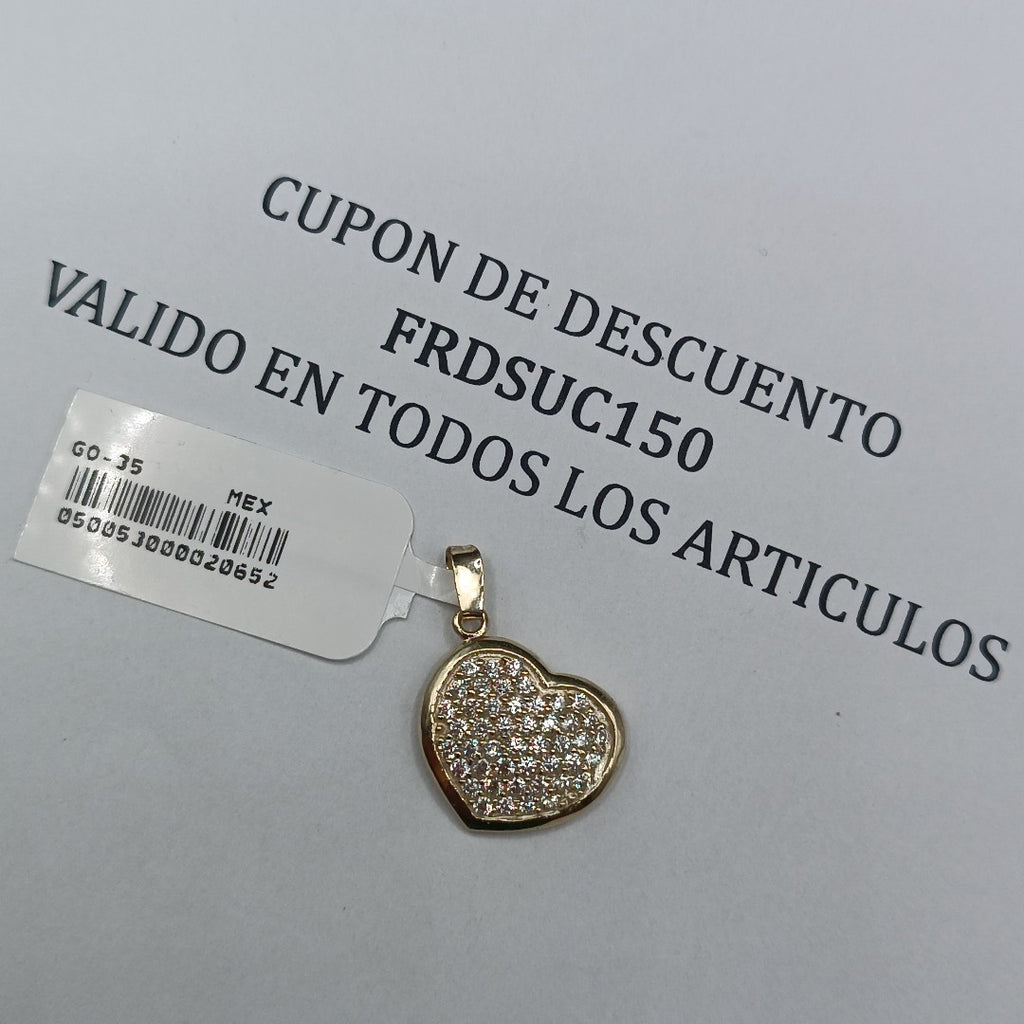 DIJE TEJIDO CORAZON CON CIRCONIAS 14K 1.7 GR (NUEVO)