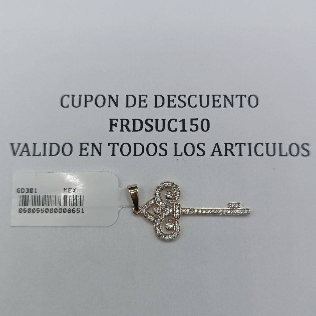 DIJE LLAVE C CIRCONIAS 14K 1.6 GR (NUEVO)