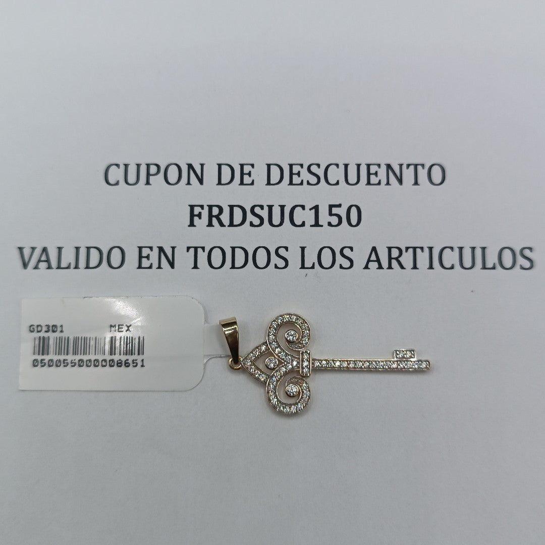 DIJE LLAVE C CIRCONIAS 14K 1.6 GR (NUEVO)