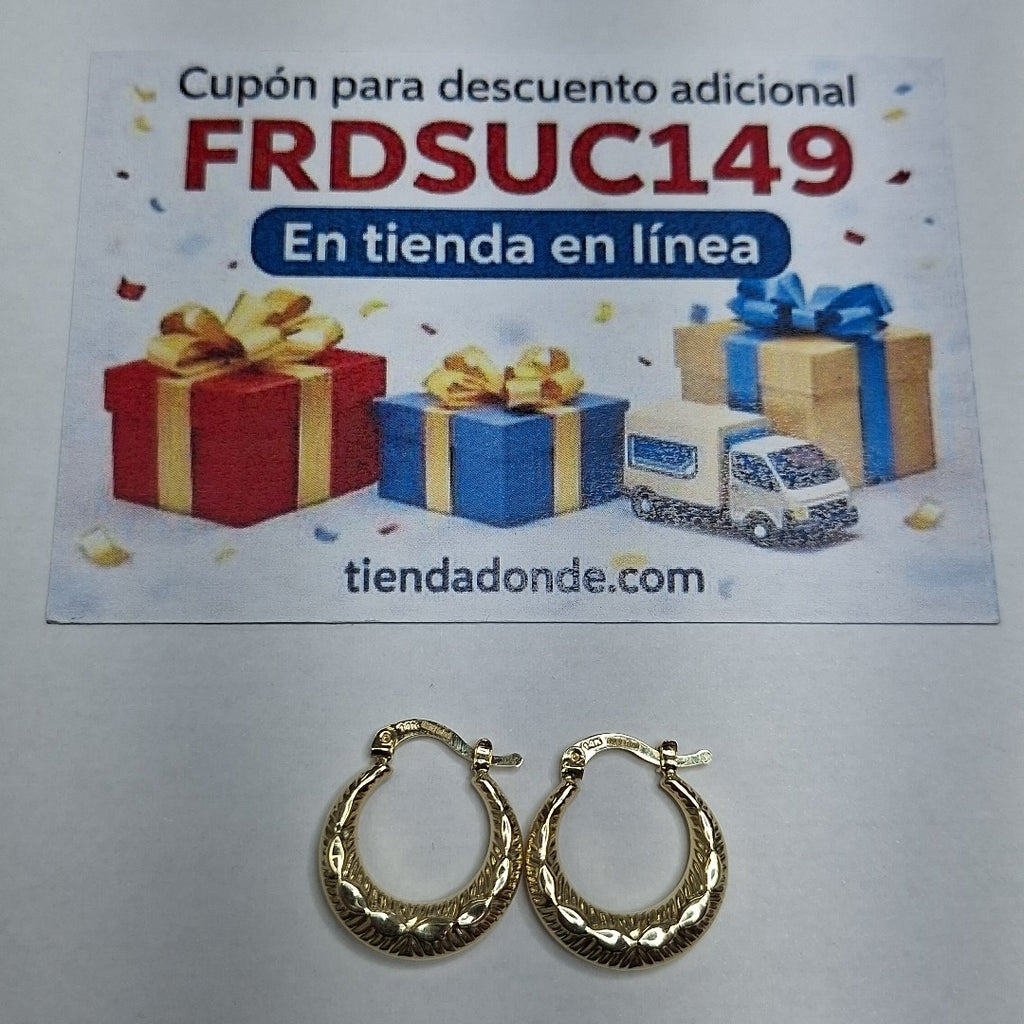 ARETES ARRACADAS HUECAS 14K 1.8 GR (NUEVO)