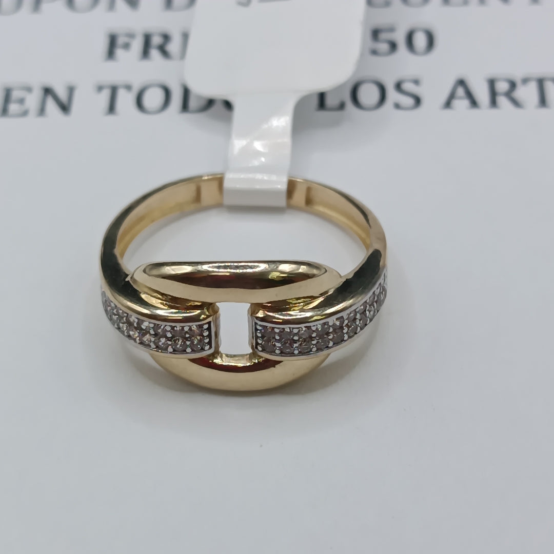 ANILLO ANILLITO C CIRCONIAS 10K 8 TALLA 2.4 GR (NUEVO)