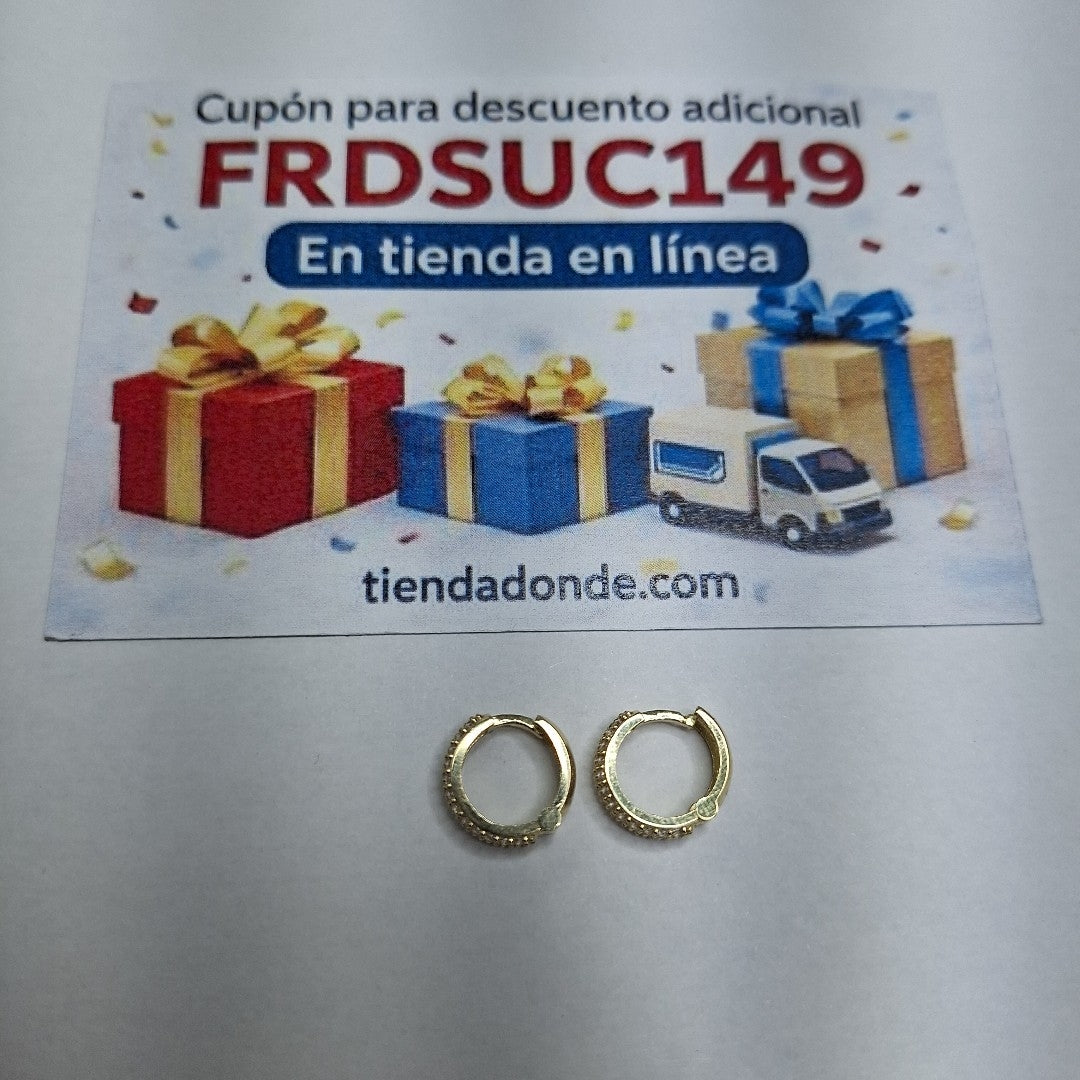 ARETES HUGGIE CON CIRCONIAS 14K 2.1 GR (NUEVO)