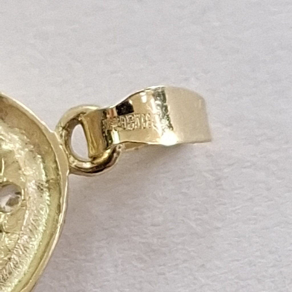DIJE TEJIDO CORAZON CON CIRCONIAS 14K 1.8 GR (NUEVO)