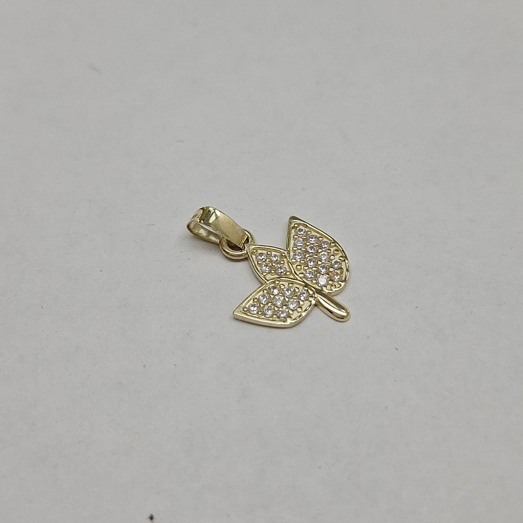 DIJE TEJIDO HOJAS CON CIRCONIAS 14K 0.9 GR (NUEVO)