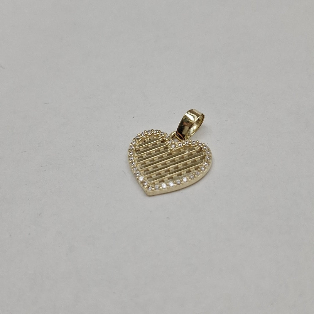 DIJE TEJIDO CORAZON CON CERCO DE CIRCONIAS 14K 1.1 GR (NUEVO)