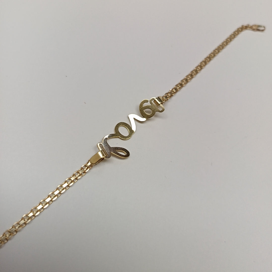 PULSERA ESCLAVA GRABADA LOVE 10K 18 CM 2.7 GR (NUEVO)