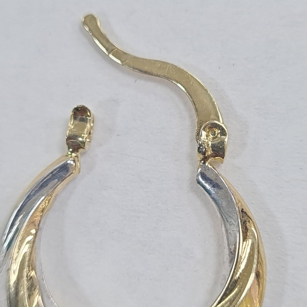 ARETES TEJIDO ARRACADA TRENZADA COMBINADA 14K 1.8 GR (NUEVO)