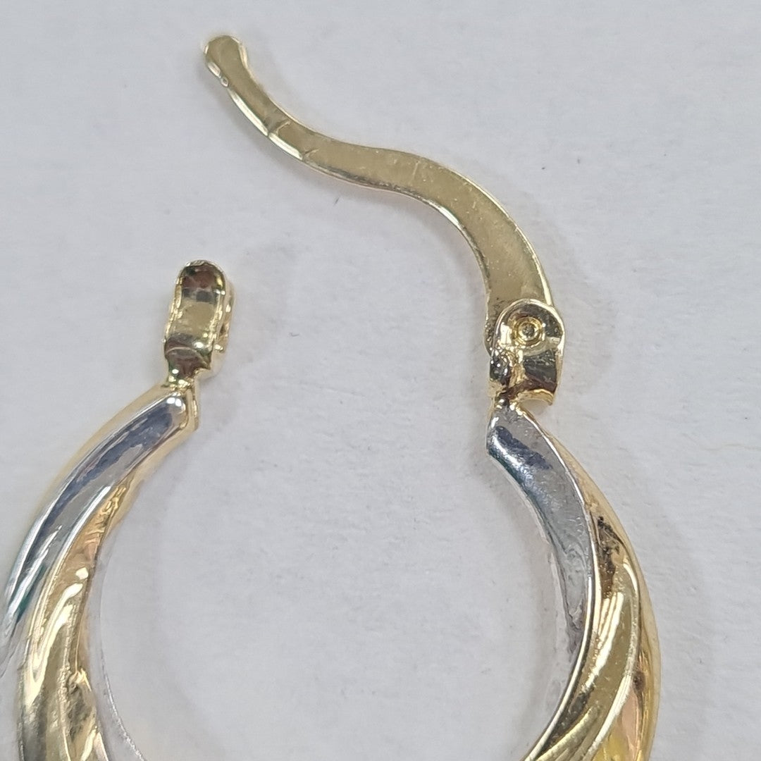 ARETES TEJIDO ARRACADA TRENZADA COMBINADA 14K 1.8 GR (NUEVO)