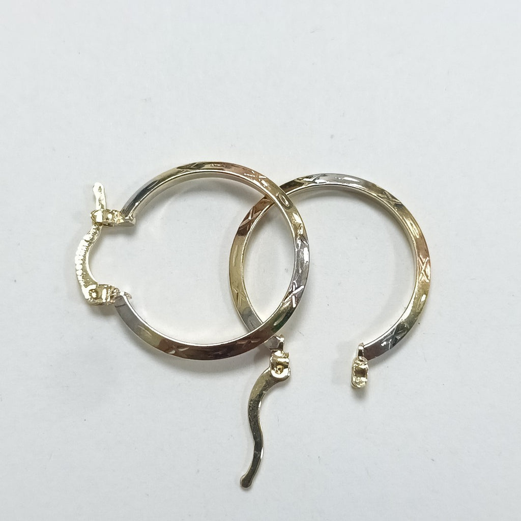 ARETES TEJIDO ARRACADAS BISELADAS COMBINADAS 14K 1.4 GR (NUEVO)