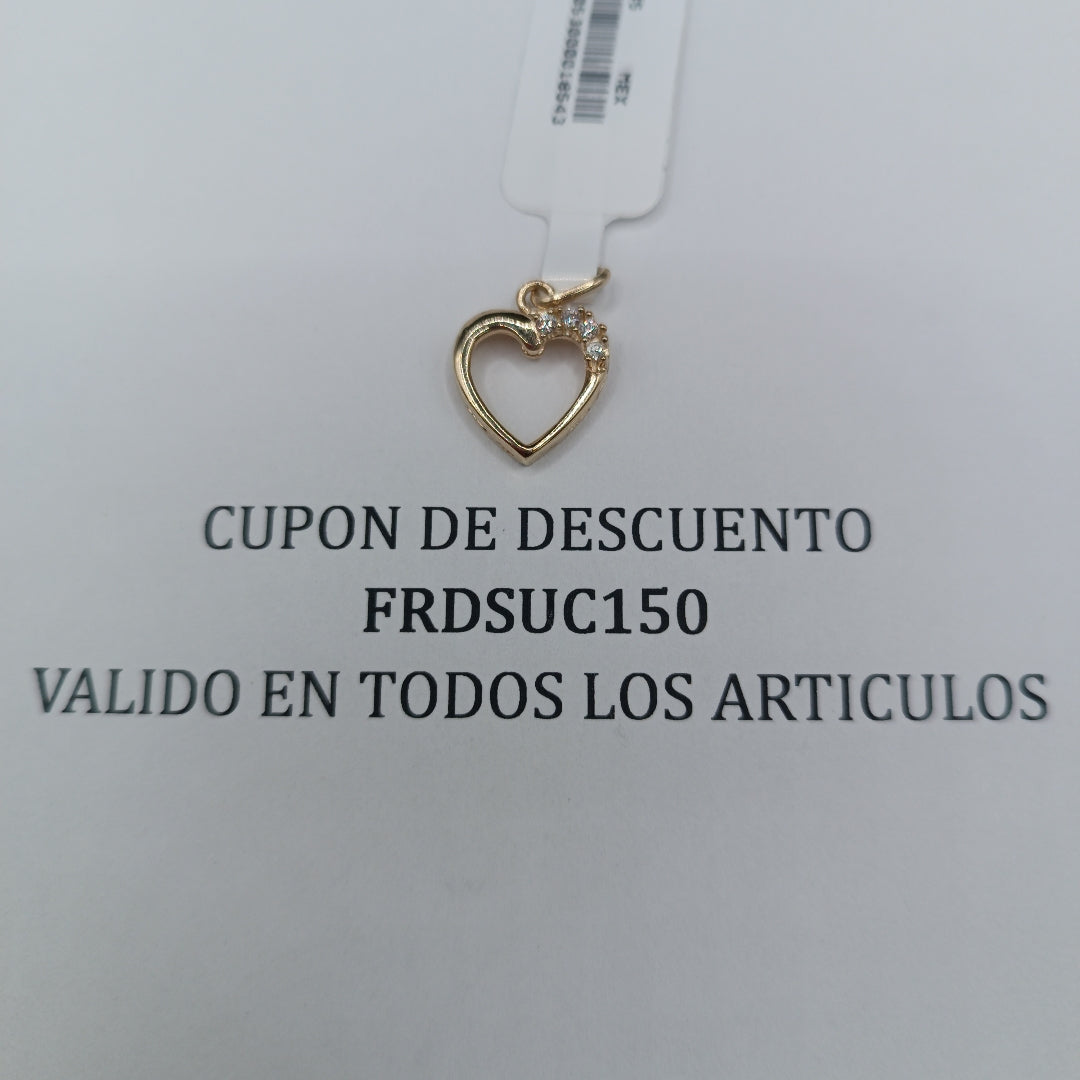 DIJE CORAZON CON CIRCONIAS 14K 1.4 GR (NUEVO)