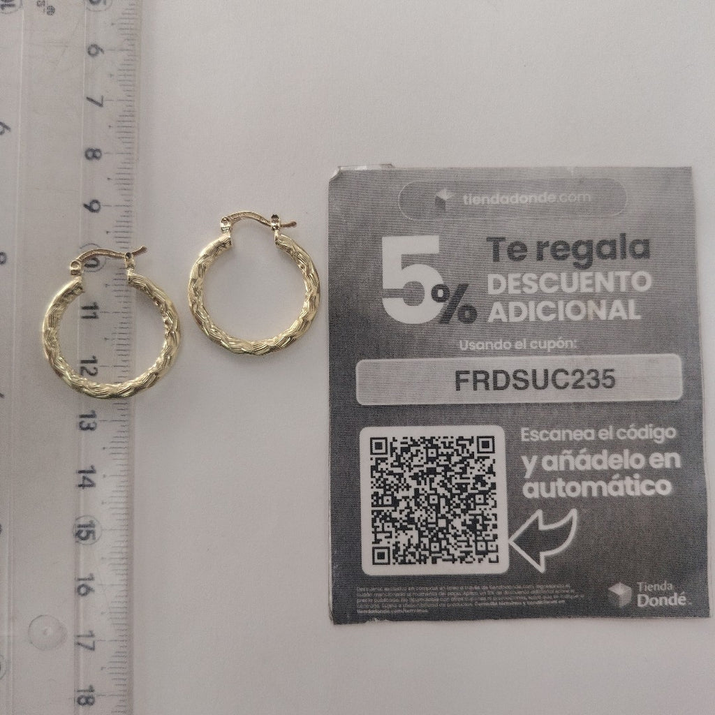 ARETES TEJIDO ARRACADA LABRADA 14K 2.4 GR (NUEVO)