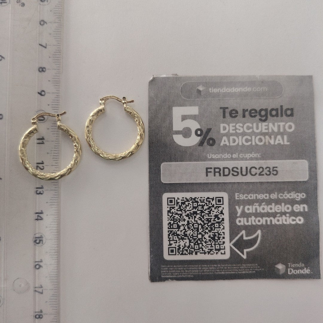 ARETES TEJIDO ARRACADA LABRADA 14K 2.4 GR (NUEVO)