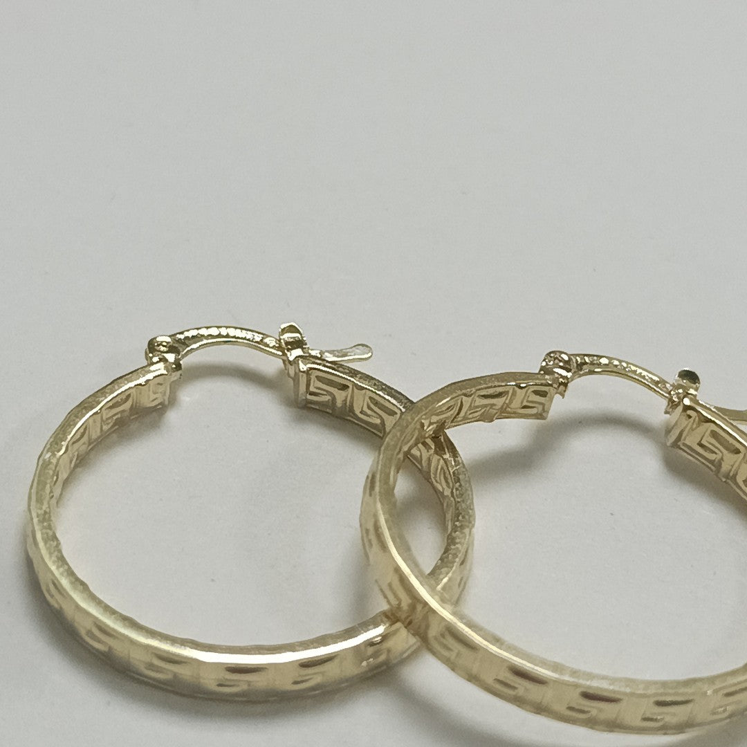 ARETES TEJIDO ARRACADA CON GRECAS 14K 2.7 GR (NUEVO)