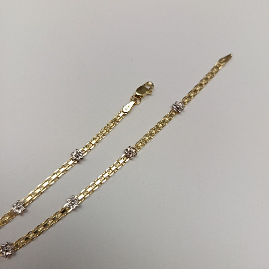 PULSERA ESPECIAL C FLORES 14K 18 CM 2.9 GR (NUEVO)