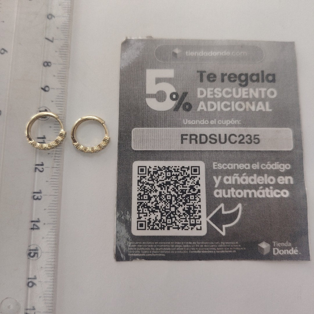 ARETES ARRACADA C CIRCONIAS 14K 2 GR (NUEVO)