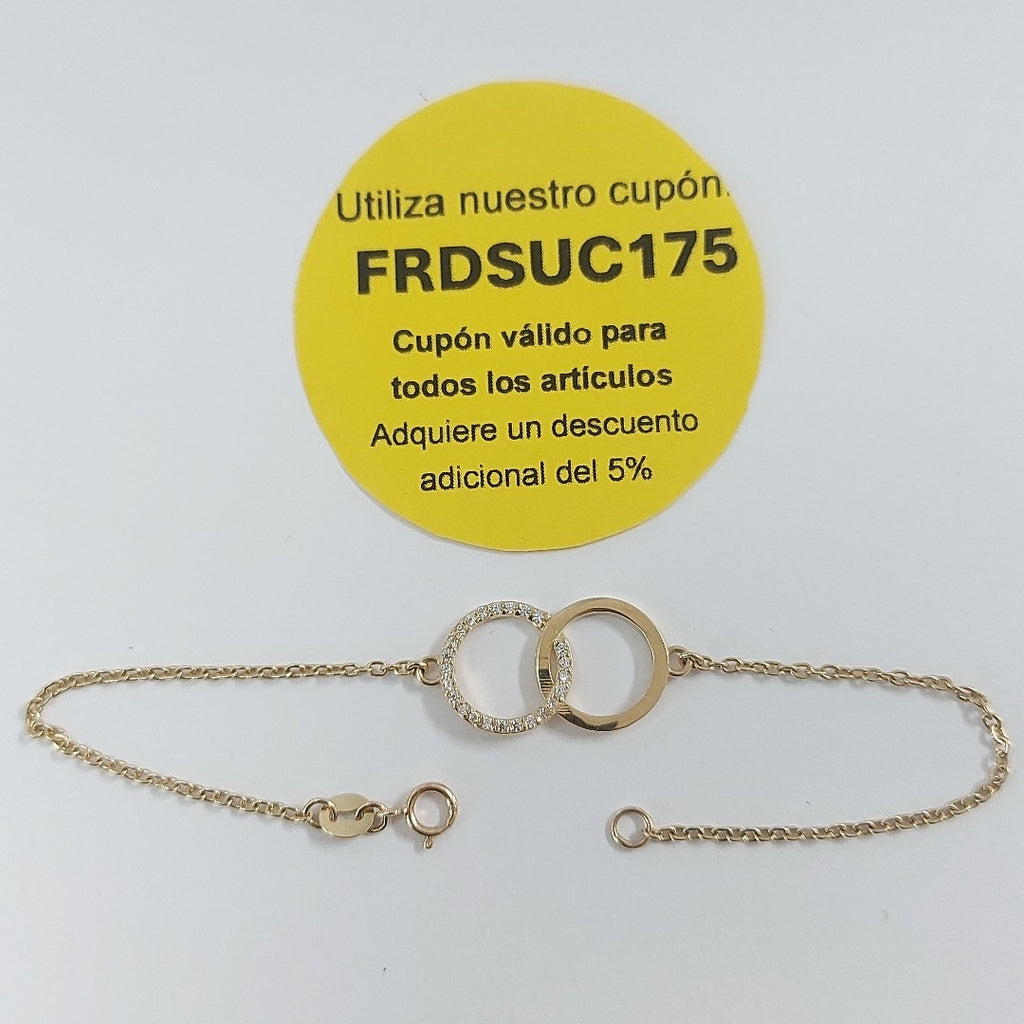 PULSERA TEJIDO ESPECIAL FIG AROS UNIDOS C CIRCS 14K 18 CM 2.1 GR (NUEVO)