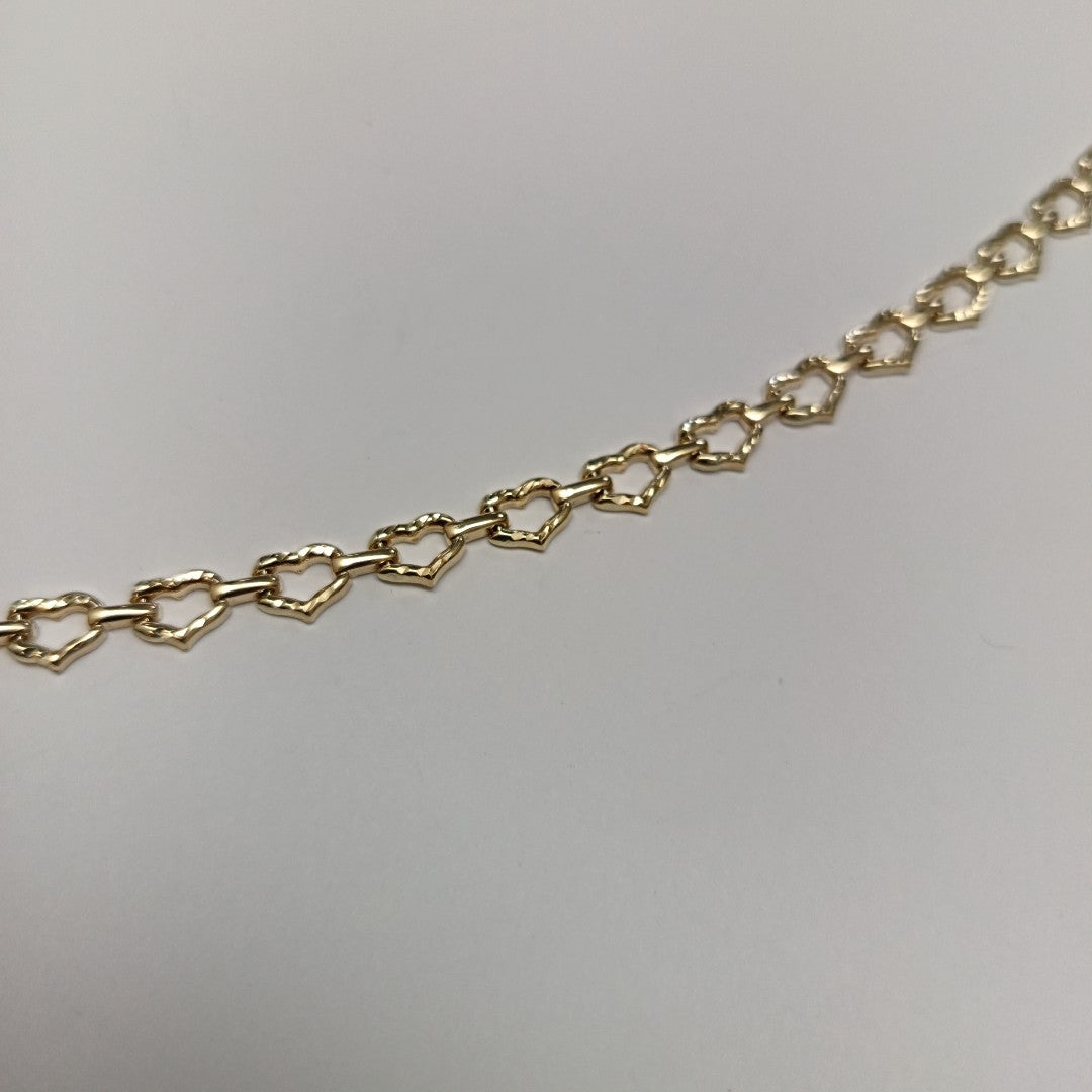 PULSERA ESPECIAL CON CORAZONES 14K 18 CM 4.1 GR (NUEVO)