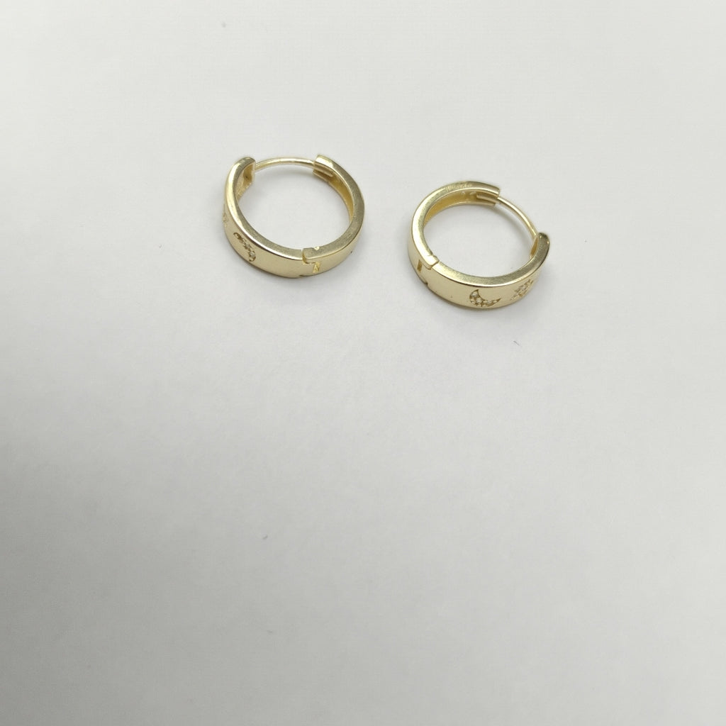 ARETES TEJIDO HUGGIES CON CIRCONIAS 14K 3 GR (NUEVO)