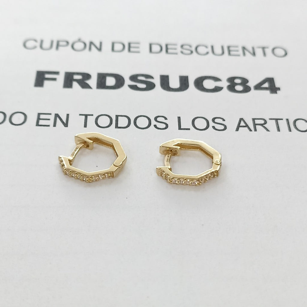 ARETES HUGIES C CIRCONIAS 14K 1.5 GR (NUEVO)
