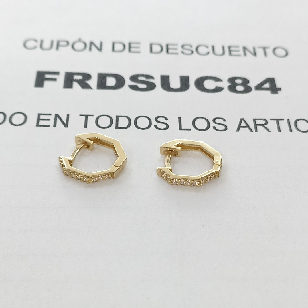 ARETES HUGIES C CIRCONIAS 14K 1.5 GR (NUEVO)