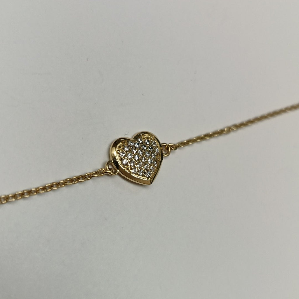 PULSERA TEJIDO ESPECIAL C CORAZON CIRCONIAS 14K 18 CM 2 GR (NUEVO)