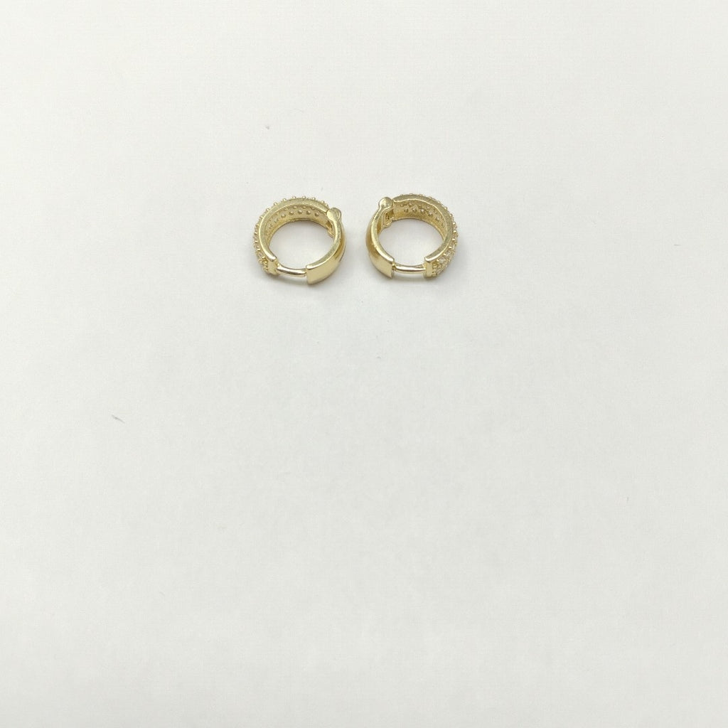 ARETES HUGGIE CON CIRCONIAS 14K 2.1 GR (NUEVO)