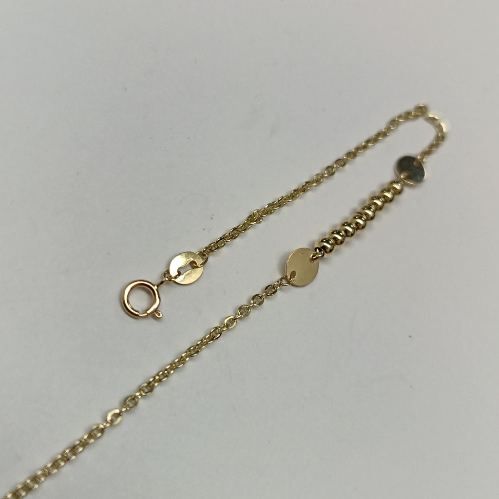 PULSERA TEJIDO ESPECIAL CON BOLITAS 14K 18 CM 1.8 GR (NUEVO)