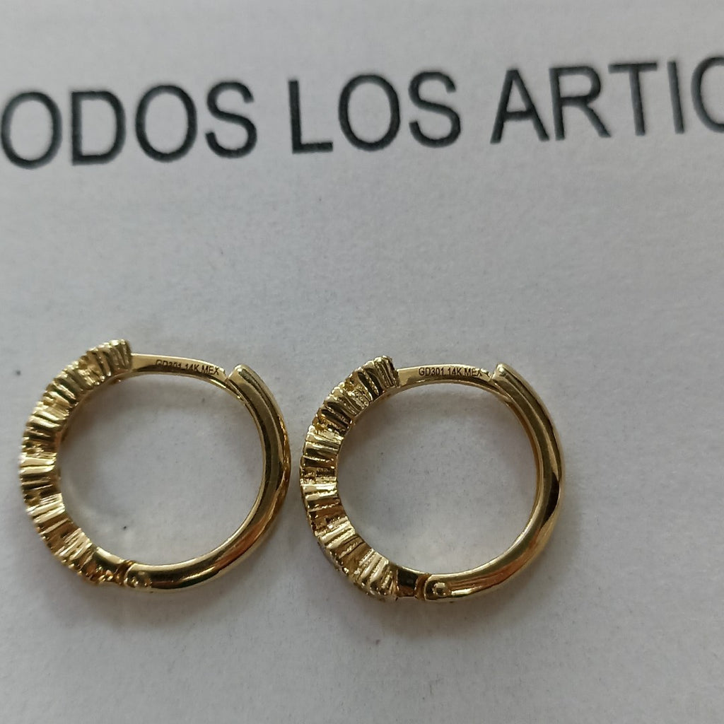 ARETES ARRACADA C CIRCONIAS 14K 2 GR (NUEVO)