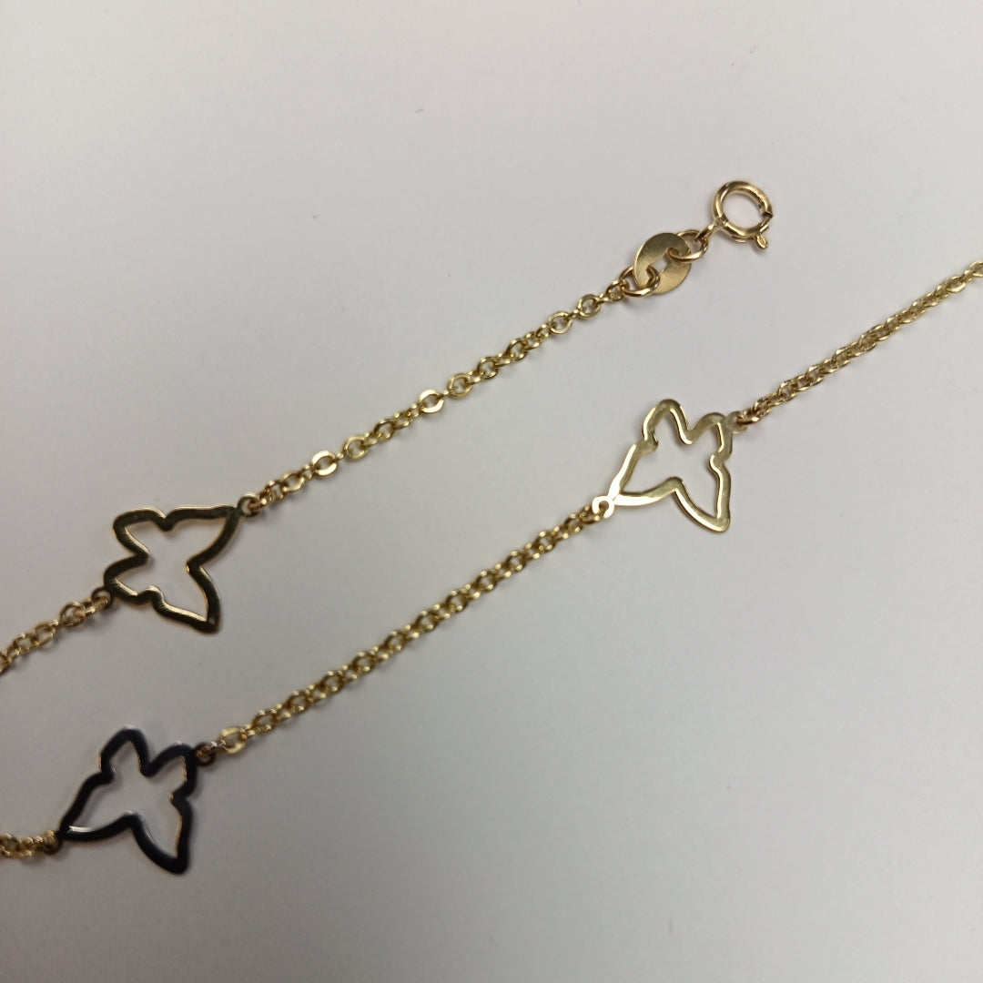 PULSERA ESPECIAL C MARIPOSAS 14K 18 CM 1.7 GR (NUEVO)