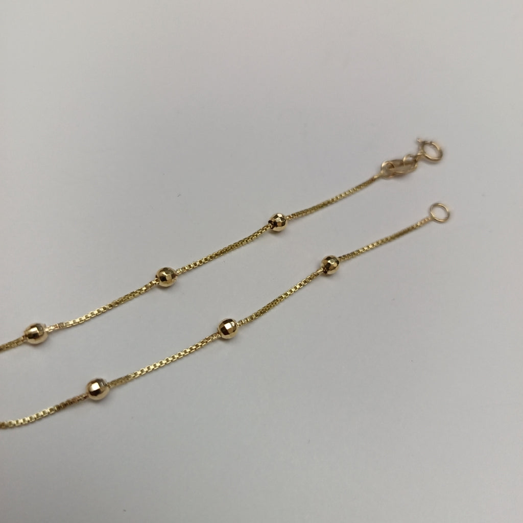 PULSERA ESPECIAL CON BOLITAS 14K 18 CM 1.4 GR (NUEVO)