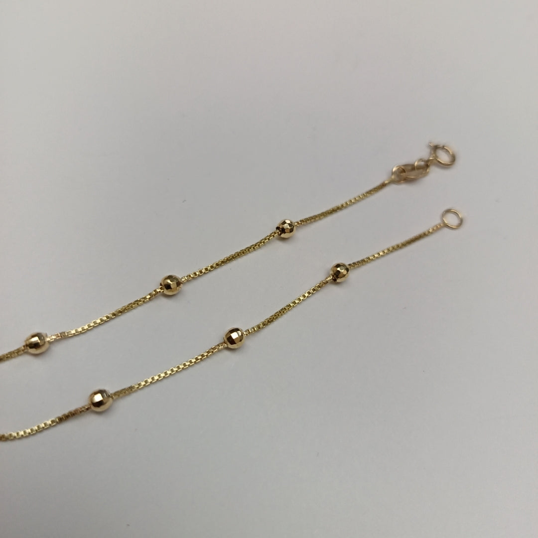 PULSERA ESPECIAL CON BOLITAS 14K 18 CM 1.4 GR (NUEVO)