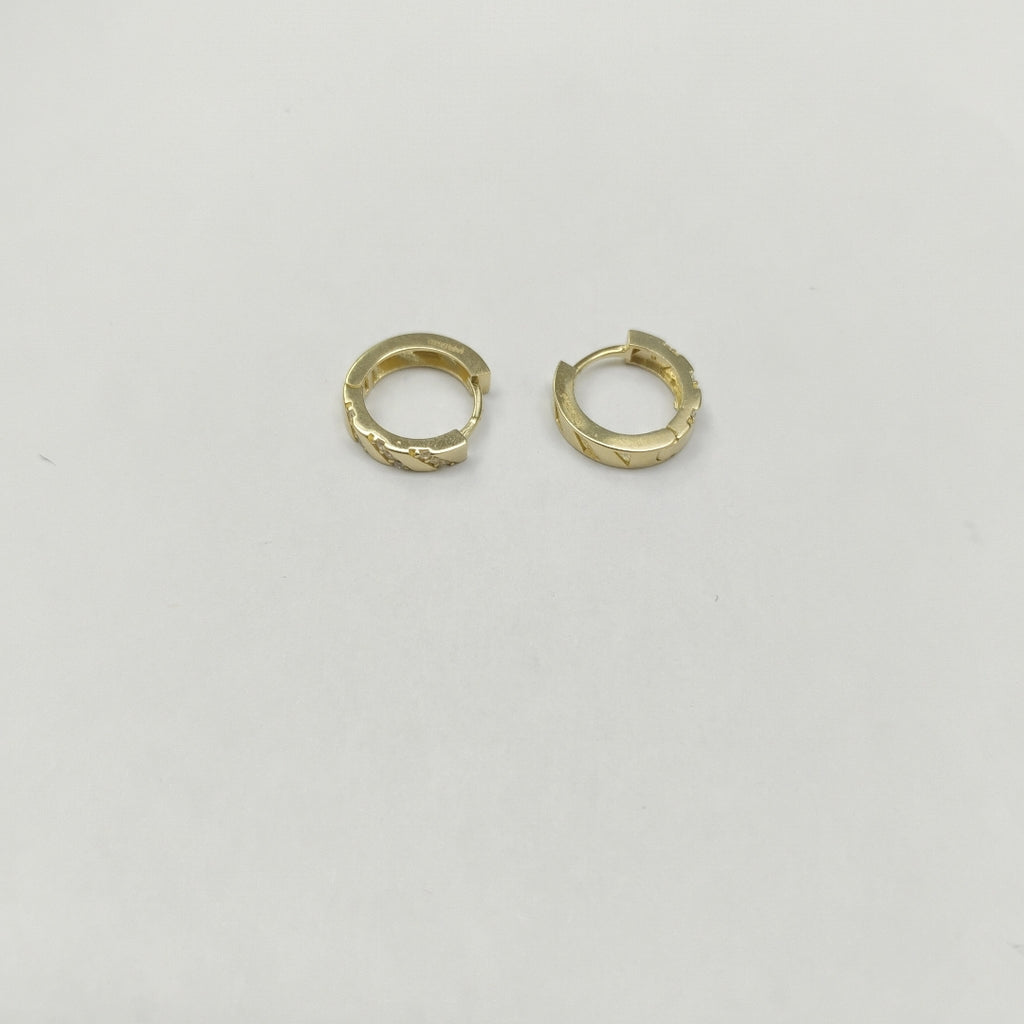 ARETES HUGGIES CON CIRCONIAS 14K 2.2 GR (NUEVO)