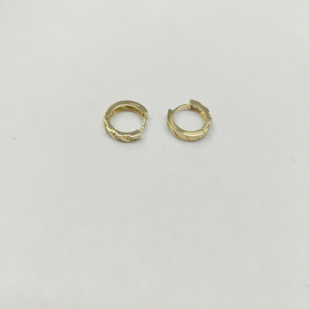 ARETES HUGGIES CON CIRCONIAS 14K 2.2 GR (NUEVO)