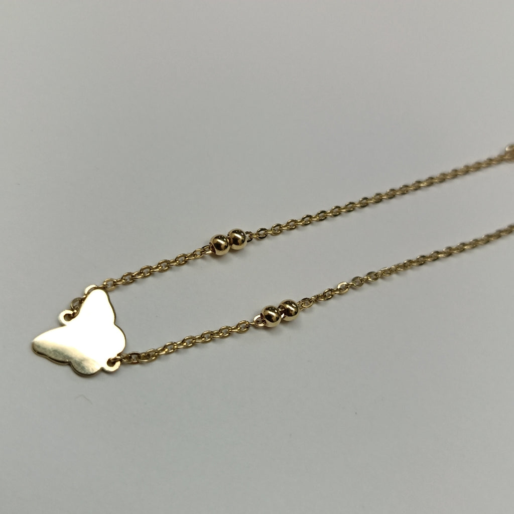 PULSERA TEJIDO ESPECIAL MARIPOSA CON ESMALTE 14K 18 CM 1.8 GR (NUEVO)