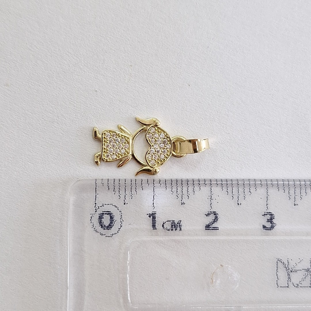 DIJE TEJIDO NIÑA CON CIRCONIAS 14K 0.8 GR (NUEVO)