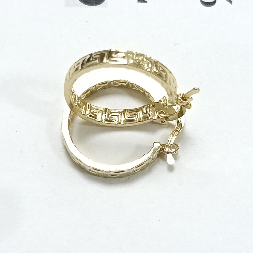 ARETES TEJIDO ARRACADAS TIPO GRECAS 14K 2 GR (NUEVO)