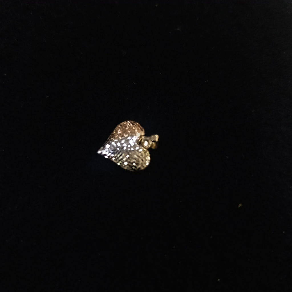 DIJE TEJIDO CORAZON LABRADO COMBINADO 14K 1.2 GR (NUEVO)