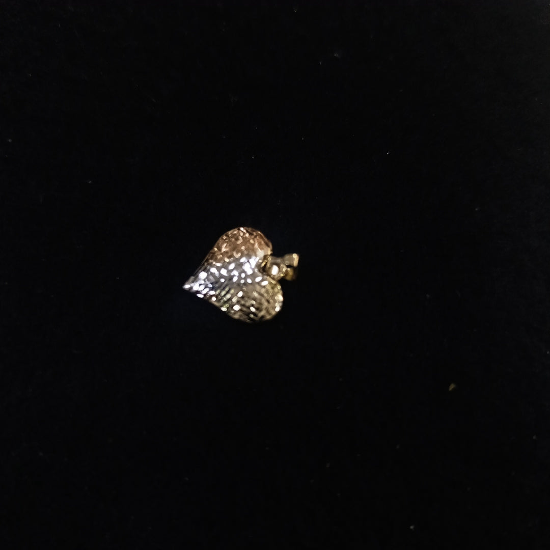 DIJE TEJIDO CORAZON LABRADO COMBINADO 14K 1.2 GR (NUEVO)
