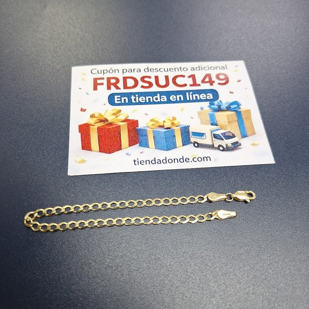 PULSERA TEJIDO BARBADA 14K 18 CM 3.4 GR (NUEVO)