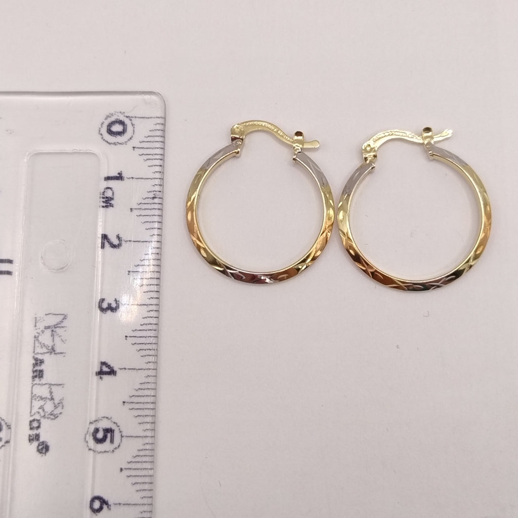 ARETES TEJIDO ARRACADAS BISELADAS COMBINADAS 14K 1.3 GR (NUEVO)