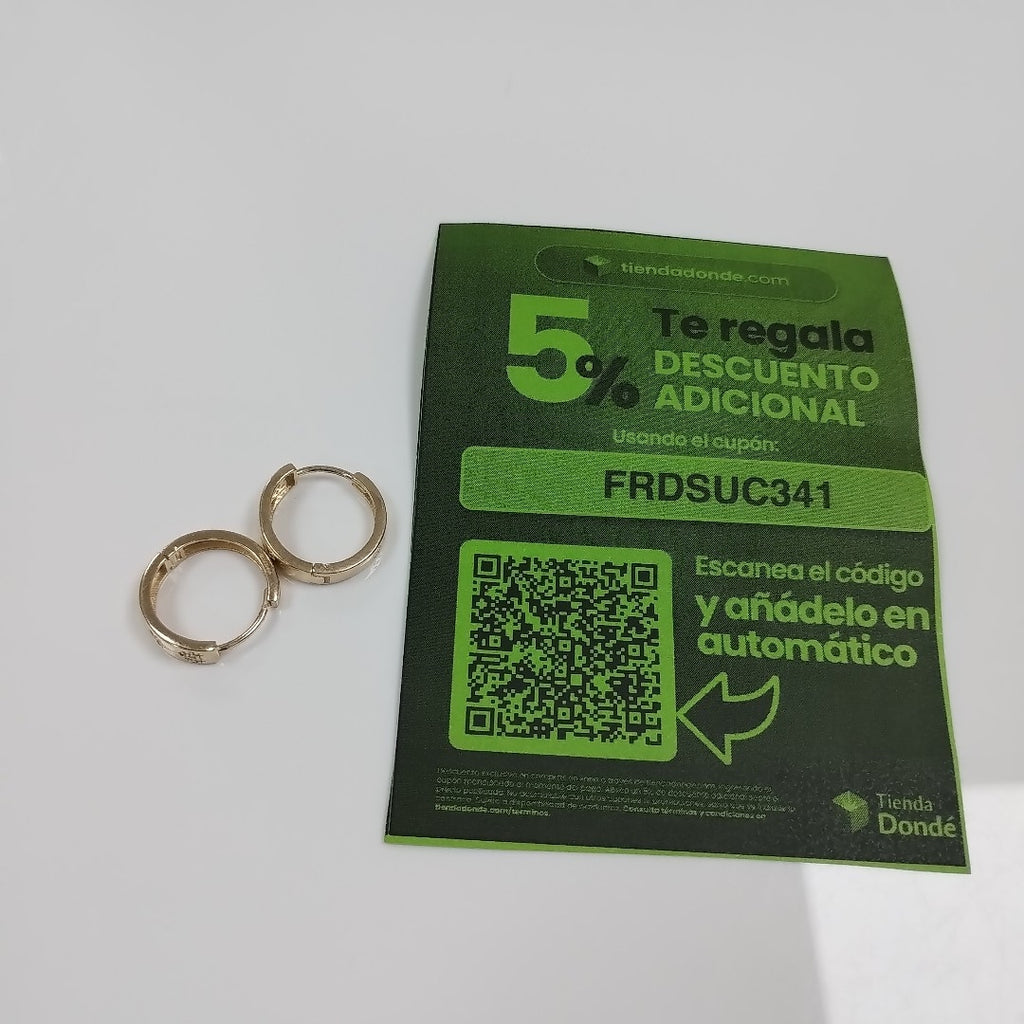 ARETES TEJIDO HUGGIES CON CIRCONIAS 14K 3 GR (NUEVO)