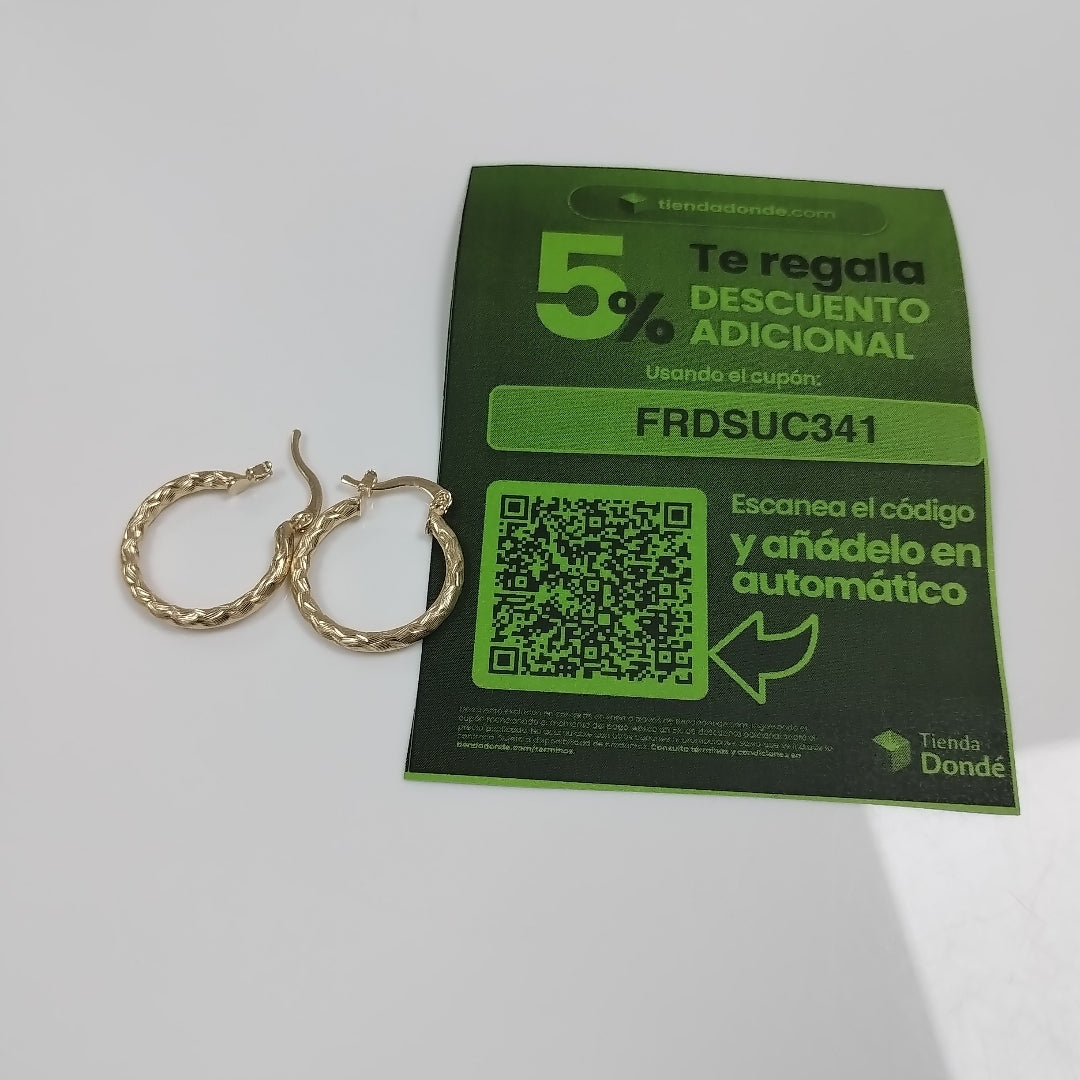 ARETES ARRACADAS LABRADAS 14K 2.2 GR (NUEVO)