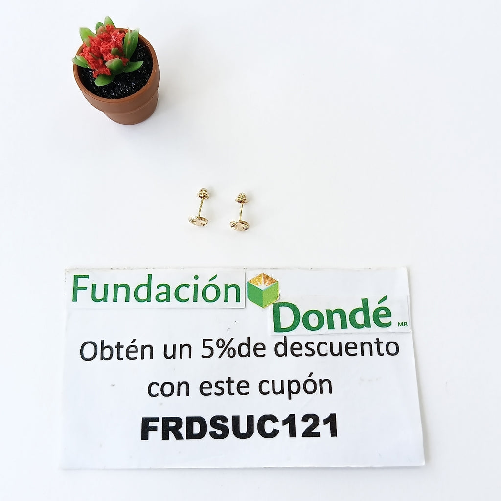 BROQUELES BROQUEL FIG BOTON RAYADO 14K 0.1577 GR (NUEVO)