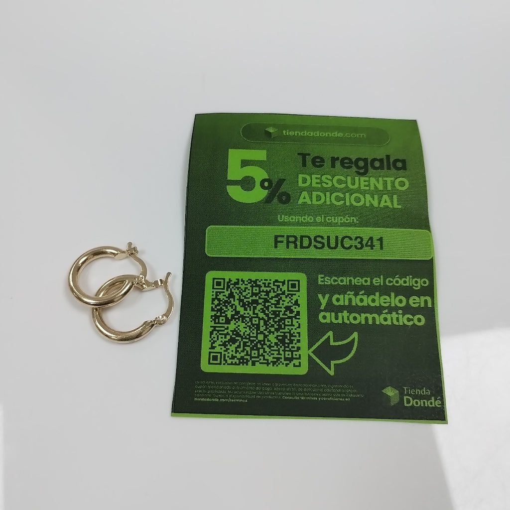 ARETES TEJIDO ARRACADAS LISAS 14K 1.6 GR (NUEVO)