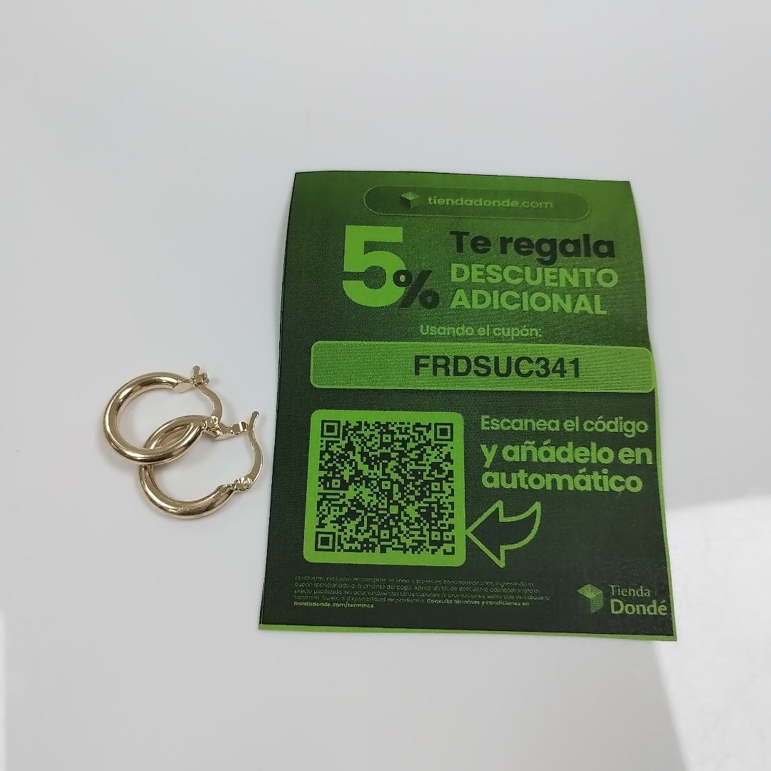 ARETES TEJIDO ARRACADAS LISAS 14K 1.6 GR (NUEVO)